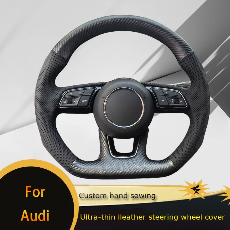 

Car Steering Wheel Cover Wrap Anti-Slip Carbon Fiber Leather Steering Wheel Braid For Audi A3 (8V) A4 (B9) Avant A5 (F5) A1 (8X)
