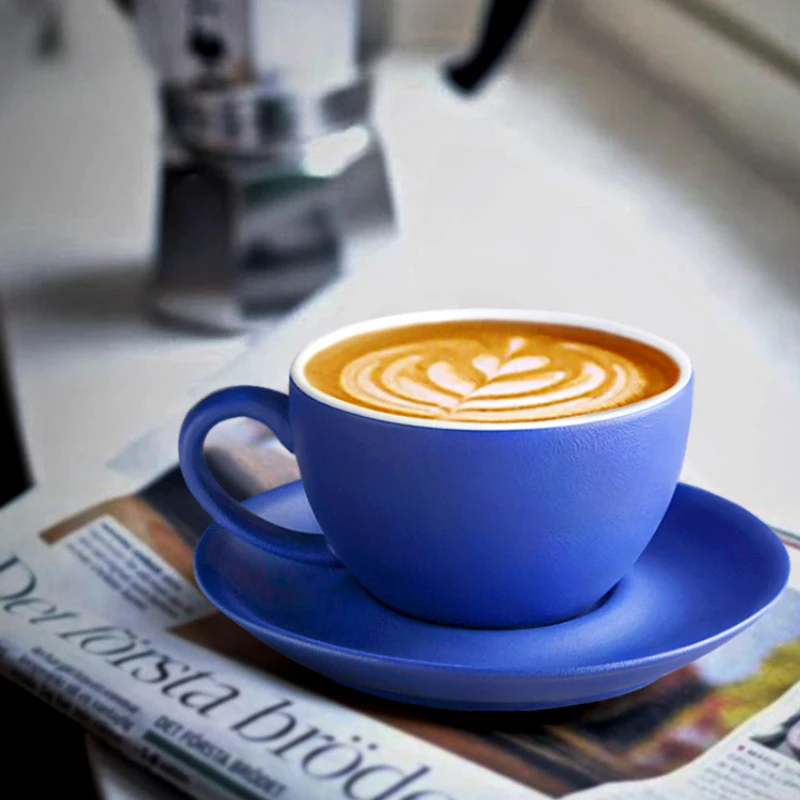 Klein blue coffee cup, ceramic cup, dish, Japanese hand drawn cup, afternoon tea, luxury, high-end suit