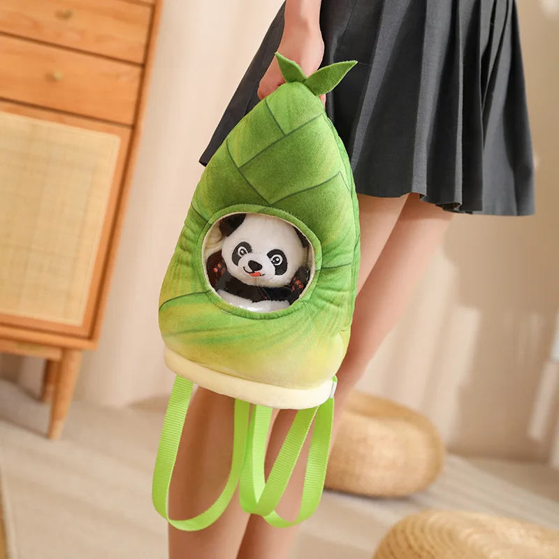 Cute New Funny Bamboo Panda Plush Toy Stuffed Animals Hiding Pillow Intresting Bag Soft Toys Gifts