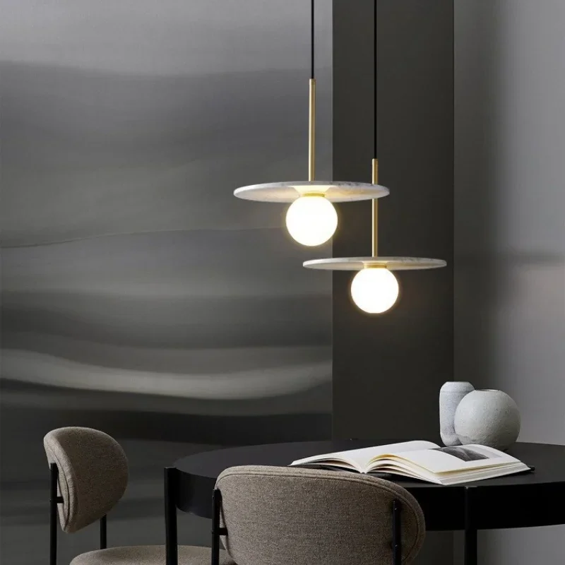 

2025 Nordic Modern Marble Hardware Restaurant Pendant Lights Coffee Shop Bar Table Bedroom Bedside Hanging Lamps Lighting Fixtur