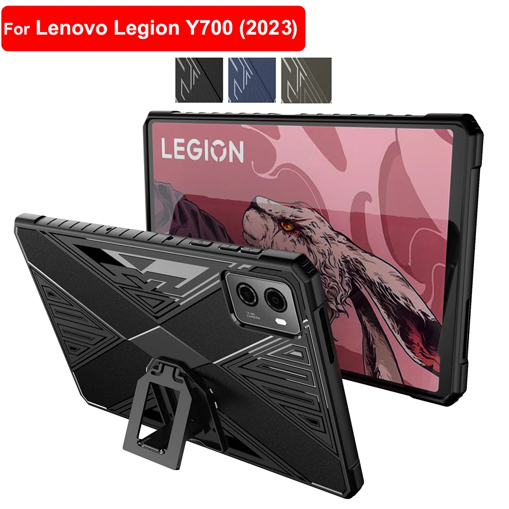 Shockproof Soft TPU Case for Lenovo Legion Y700 (2023) Y700 2gen Silicone Rugged Bracket Gaming Cover Back Stand Capas