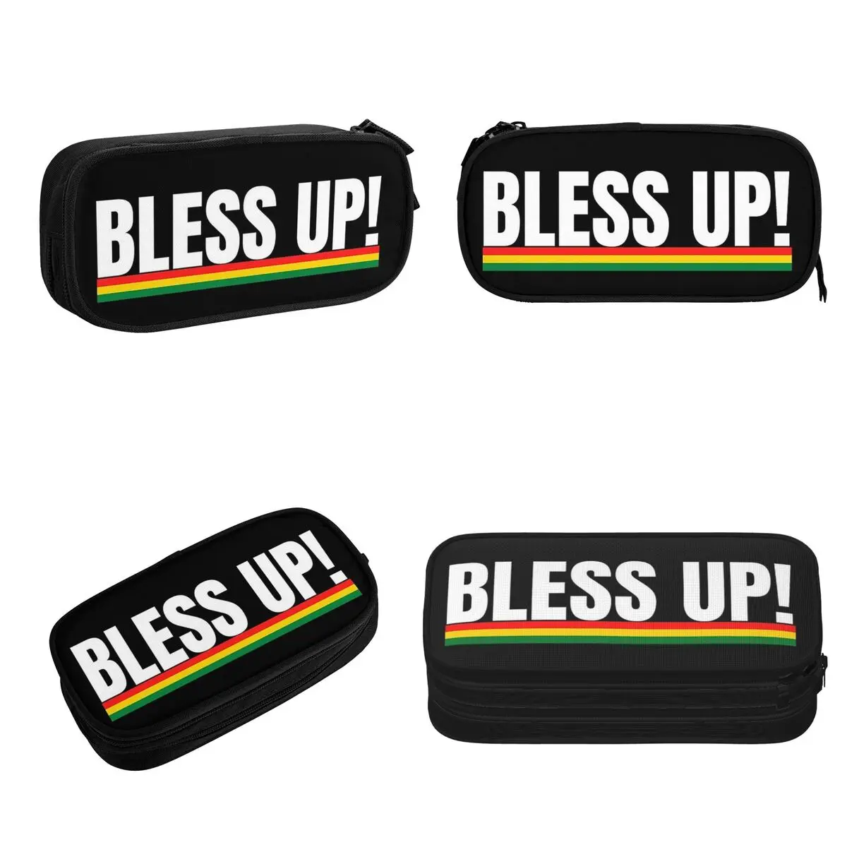 Bless Up Jamaican Patois Slang Reggae Rasta Colors Pencil Cases Pen Bags Pen Box Pencil Pouch For Boys Girls Students Stationery