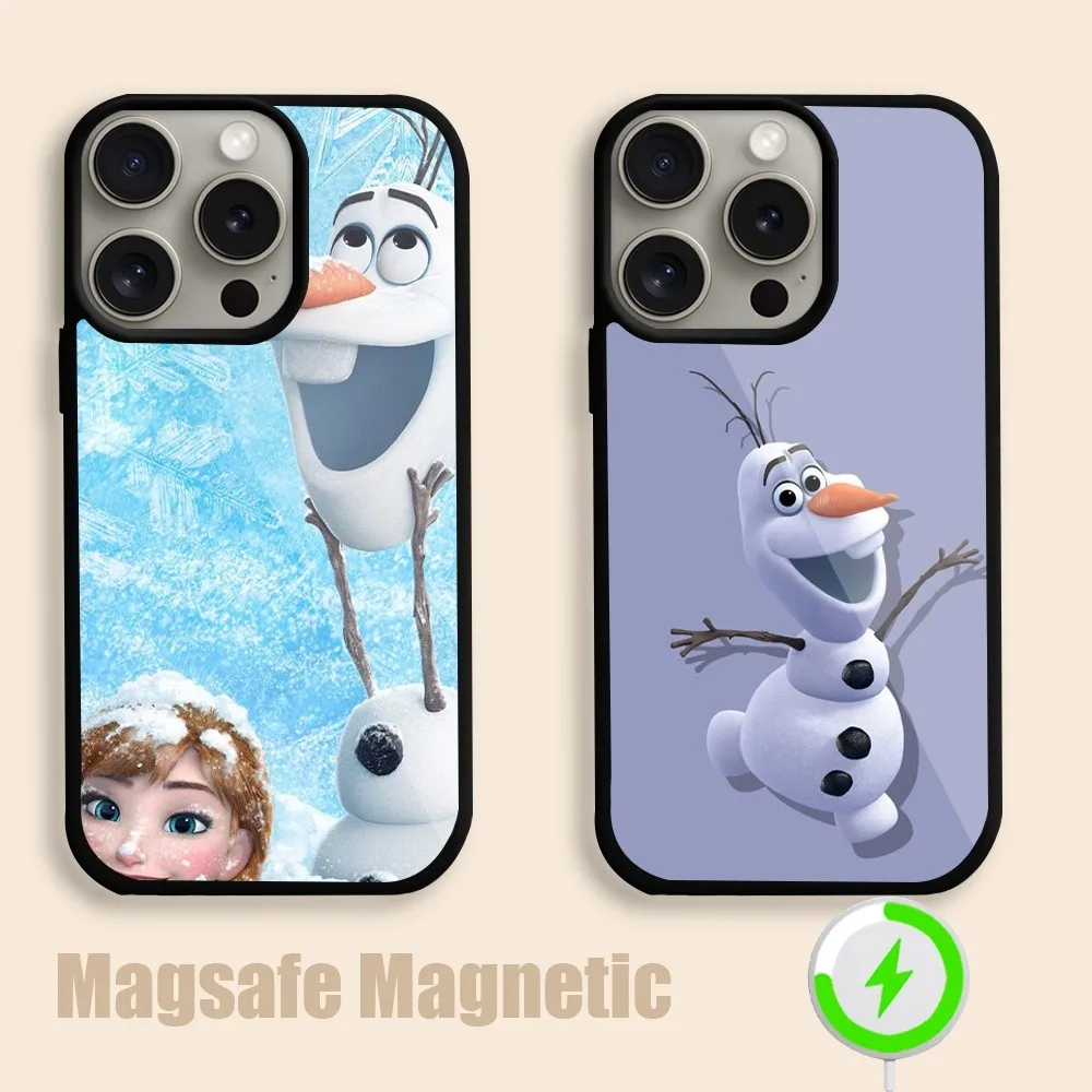 MINISO Disney Olaf Presents  Phone Case For iPhone 15 14 13 12 11 Pro Max Plus Magsafe Magnetic Wireless Charging Cover 