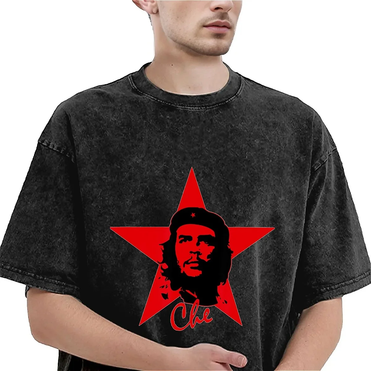 Mens T Shirt Che Guevara  Washed T Shirts Trending Vintage Cuban Summer Tee Shirt Aesthetic Printed Loose Tops Plus Size 2XL