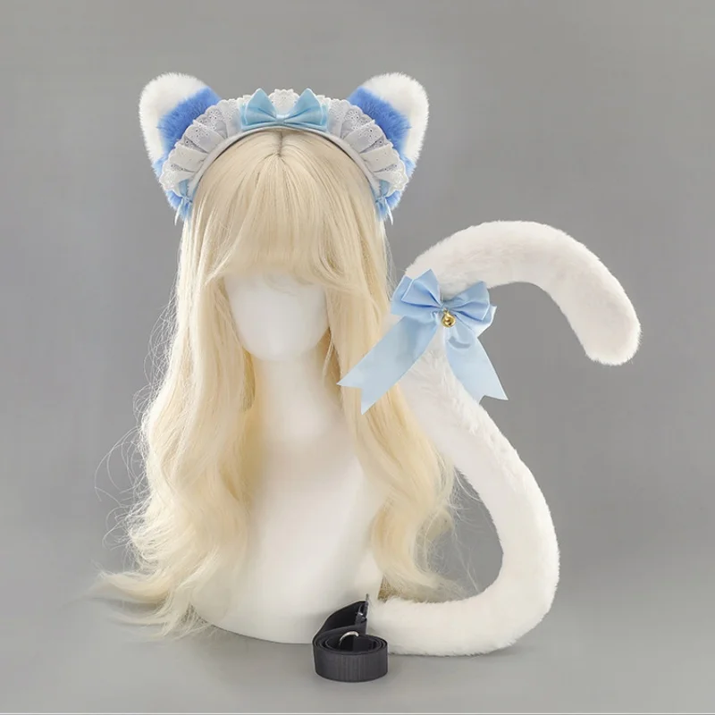 New Original Lolita Cat Ear Headband Comic Con Cat Ear Tail Cosplay Props Two-dimensional Maid Lolita Girl Headpiece Tail Set