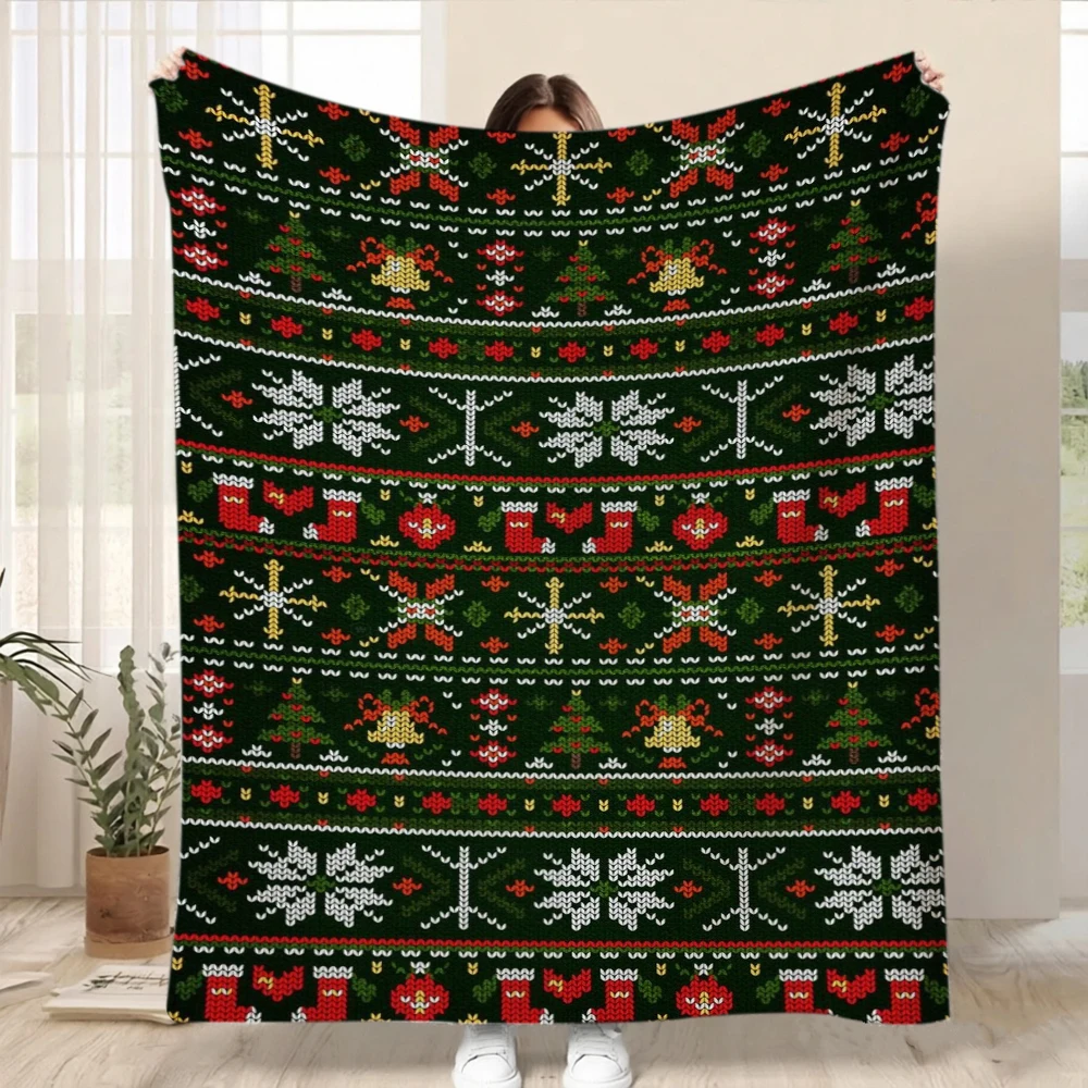 2d Printed Light Background Holly Berry Colorful Light Halo Decorative Throw Blanket For Holiday Party Gift Home Decor