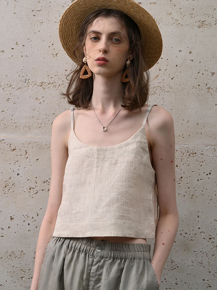 Antibacterial 5A Pure Flax Women's Tank Top Summer Cool Feeling European Linen 21-Strand High-End Flax Material Breathable
