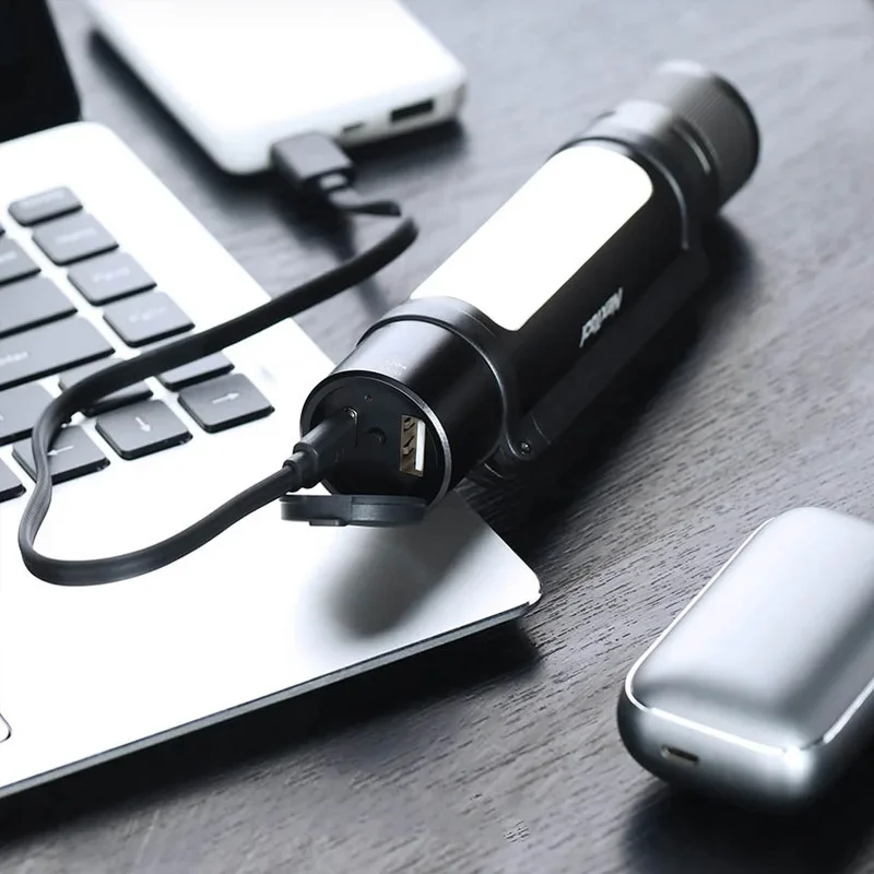 Smart NEXTOOL 6-in-1 1000lm Dual-light Zoomable Alarm Flashlight USB-C Rechargeable Mobile Power Bank Magnetic Camping Work