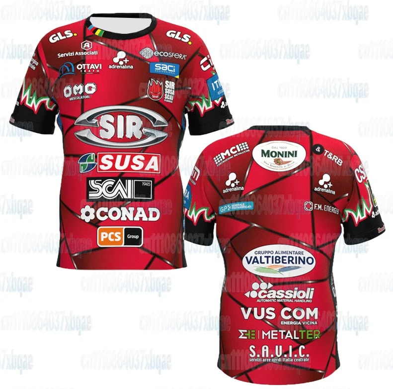 Sir Susa Scai Perugia Volleyballtrikot Kurzarm-Sport-T-Shirt Teamuniform Atmungsaktiv Schnelltrocknend Training Familienoutfit – Detail 10