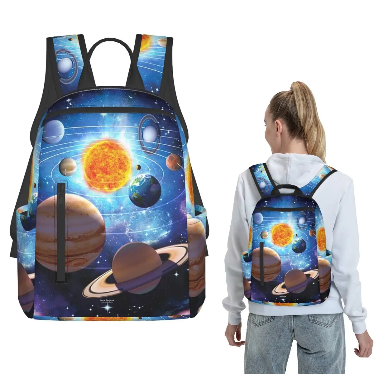Solar System Space Planets Universe Backpack Daypack Boys Girls BookBag School Bag Shoulder Bags for Men Women