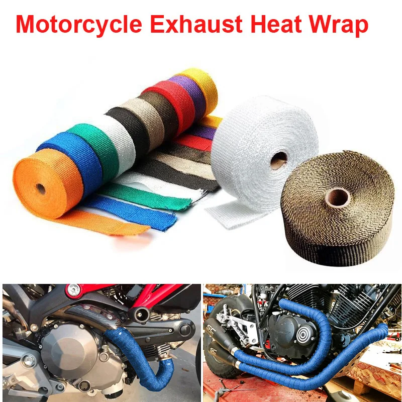 25mm*5M Roll Fiberglass Heat Shield Motorcycle Exhaust Header Pipe Heat Wrap Tape Thermal Protection Exhaust Pipe Insulate