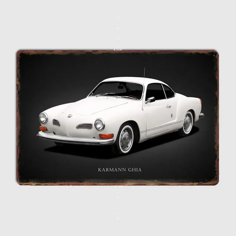 Classics Car White Two-Door Economy Car Metal Plaque Poster Club Home Bedroom Bar Classic Tin Sign Room Decor Wall Decor