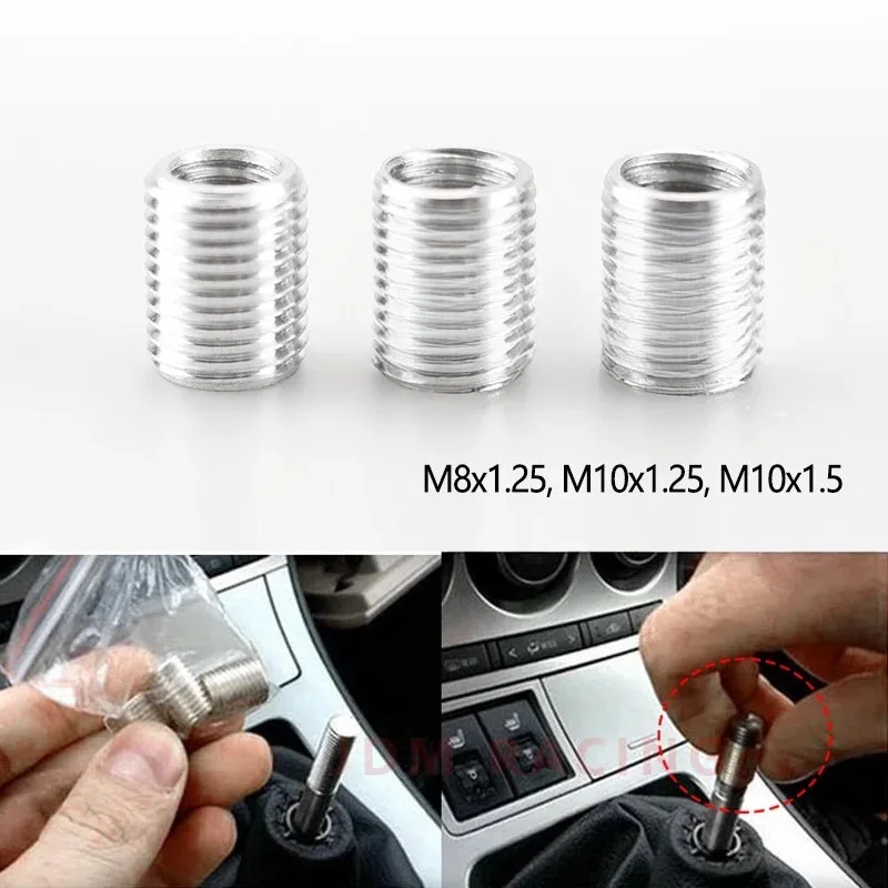 3Pcs Aluminum Car Shift Knob Adapter Internal Thread M8 M10 Replacement Kits for Most Vehicle Truck External Thread M12 X 1.25