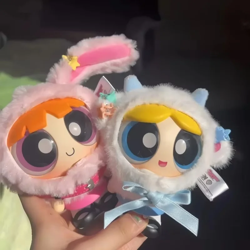 Toptoy X The Powerpuff الفتيات كيب عبر خلع الملابس الفينيل دمية صندوق أعمى أنيمي ألعاب كرتونية تغيير الملابس ديكور المفاتيح قلادة