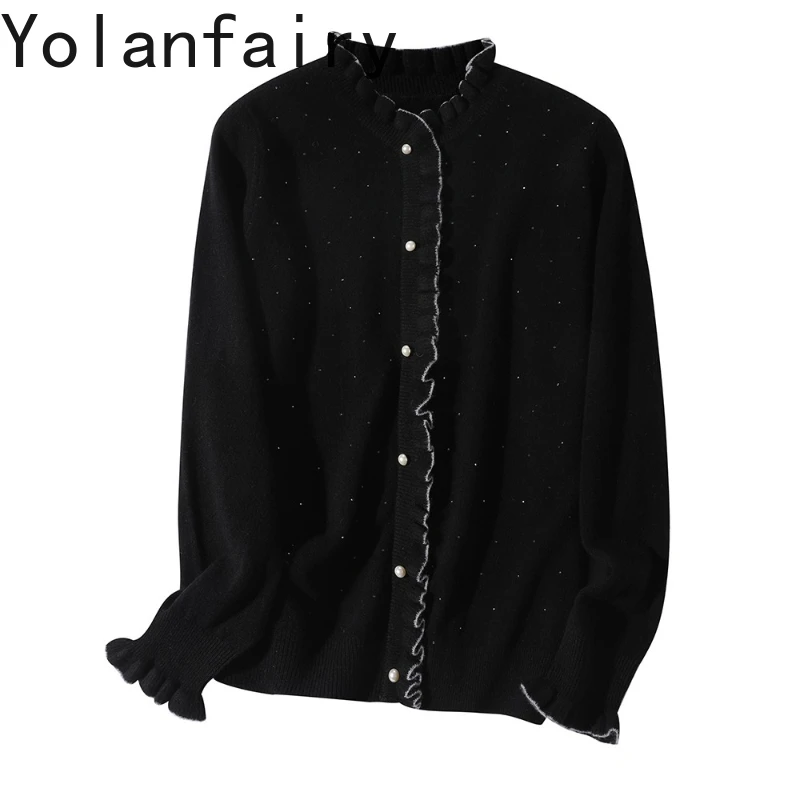 

YOLANFAIRY 89% Wool 11% Cashmere Sweater Woman Autumn Winter 2025 Elegant Long Sleeve Tops Knitted Womens Sweaters Pullover Dame