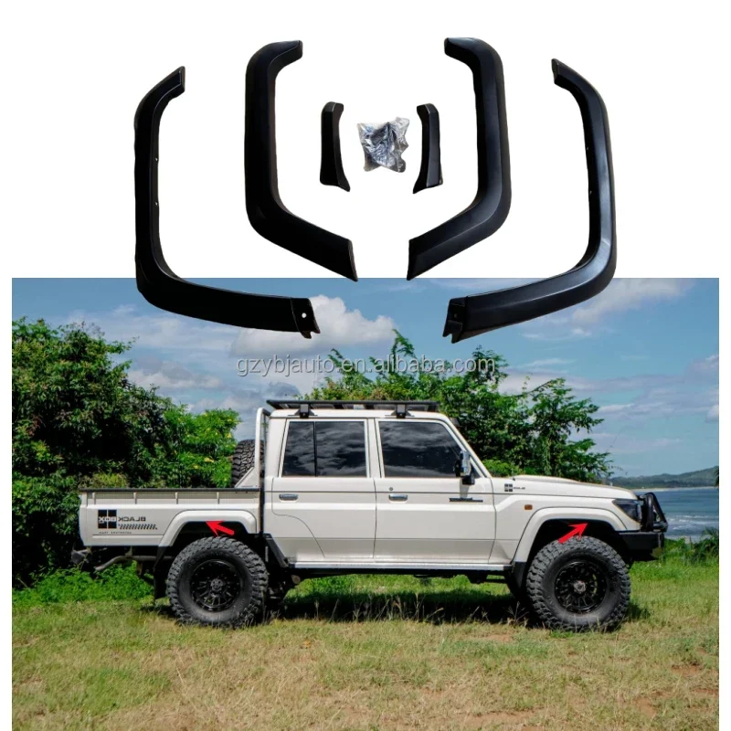 

YBJ Car Auto Parts Wheel Arch Flare Plastic ABS for Land Cruiser 76 FJ79 HZJ79 4x4 Off Road LC76 SUV 4 doors Fender Flare