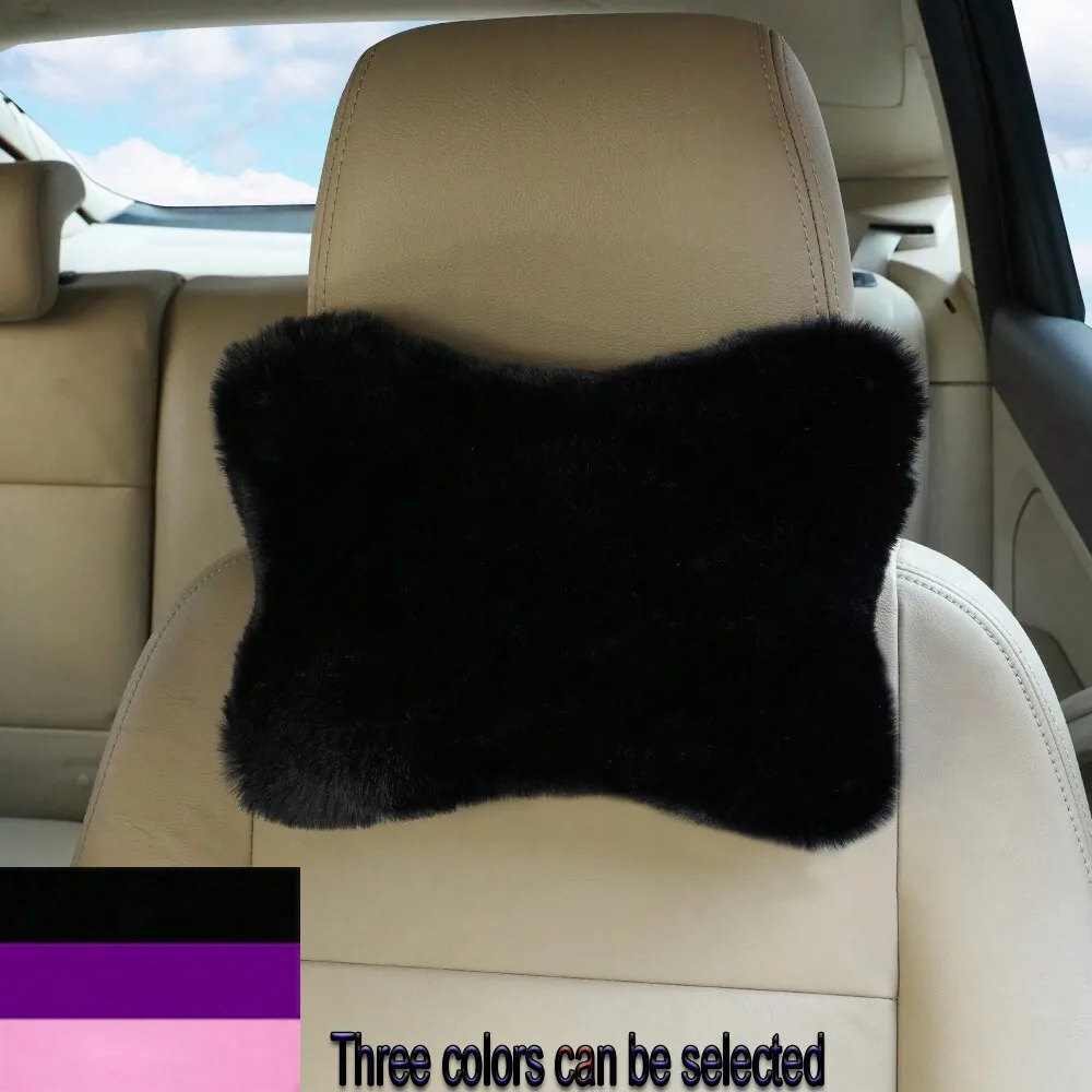 

1pc Plush Car Headrest Neck Pillow Seat Cushion For Car Interior Decor,Car Pilow