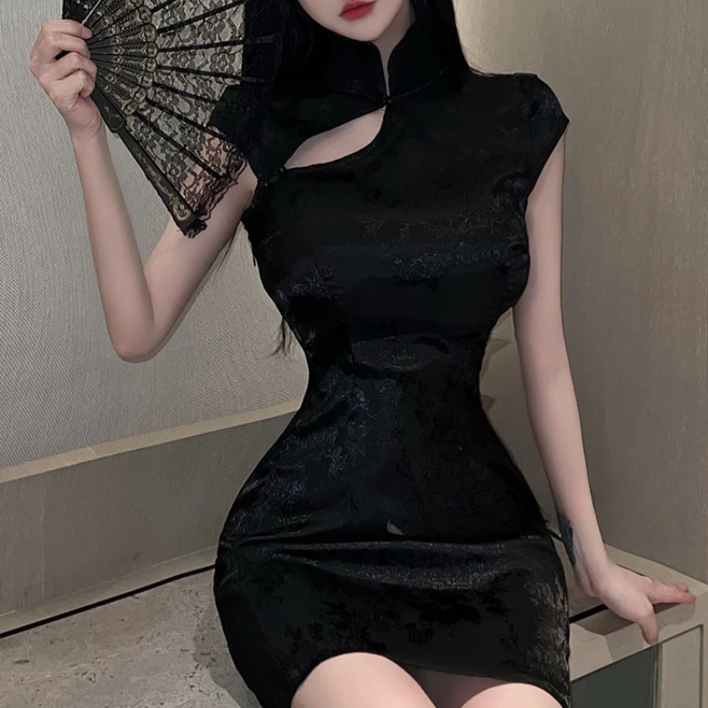 Vintage Chinese Traditional Cheongsam Skirt Sexy Chinese Mini Slim Split Dress Cosplay Costume Women Classic Tight Qipao Outfit