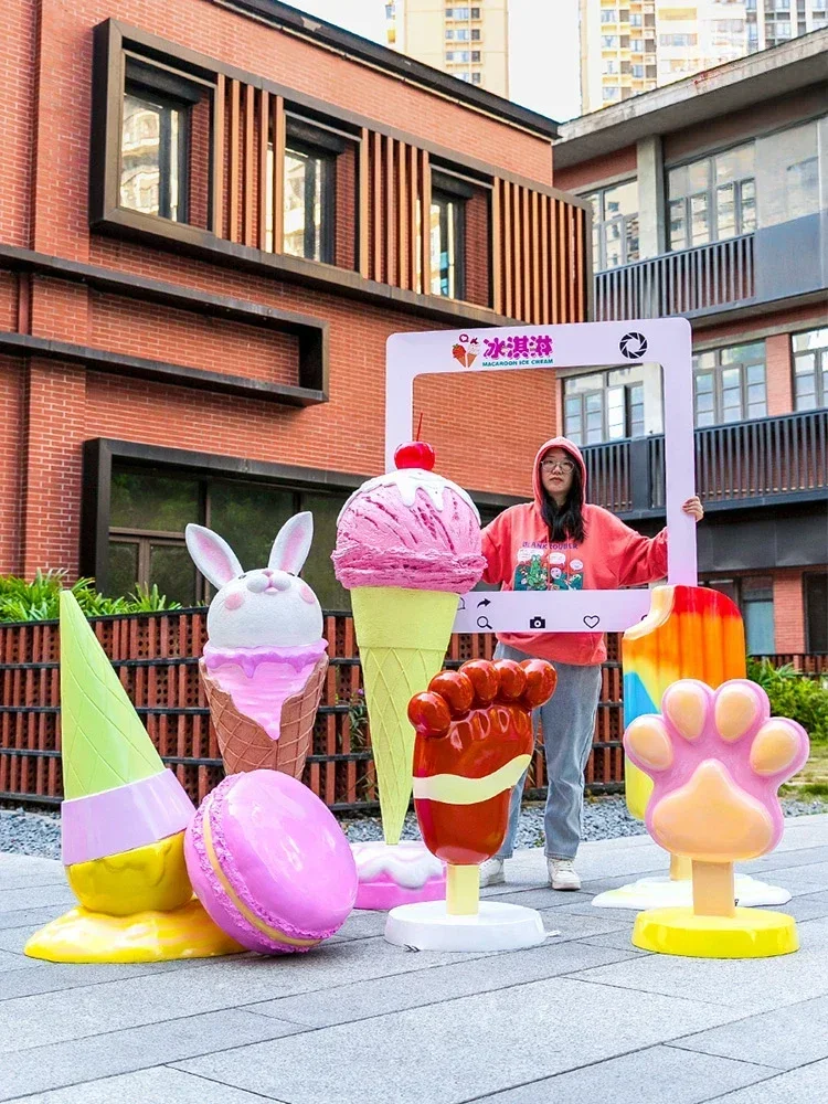 

Ice cream ornament mall dessert shop entrance simulation sundae macaron donut popsicle ice cream large model