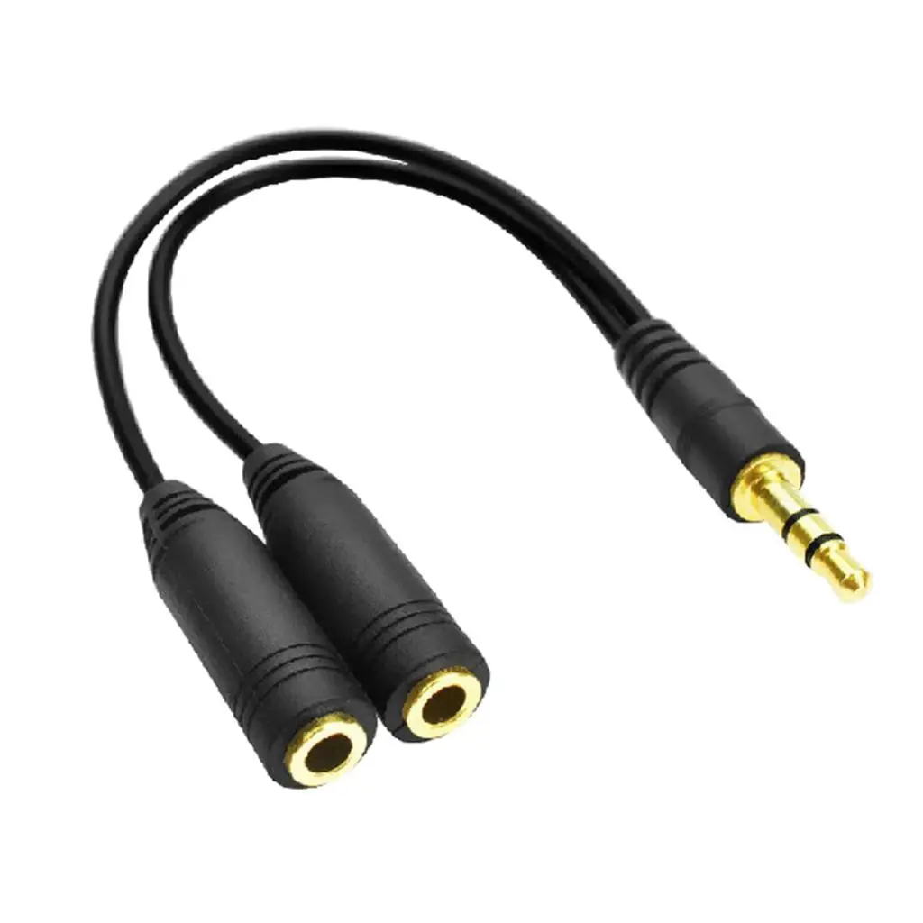 Adattatore di alimentazione cavo sdoppiatore a Y maschio-femmina audio in PVC nero per microfono auricolare