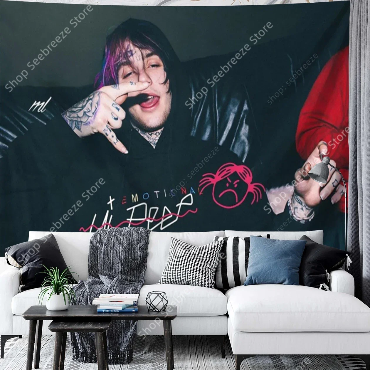 Lil Peep Poster Tapestry Emo Rap Wall Art for Bedroom Living Room Decor Gothic Music Inspired Design Fan Gift Aesthetic