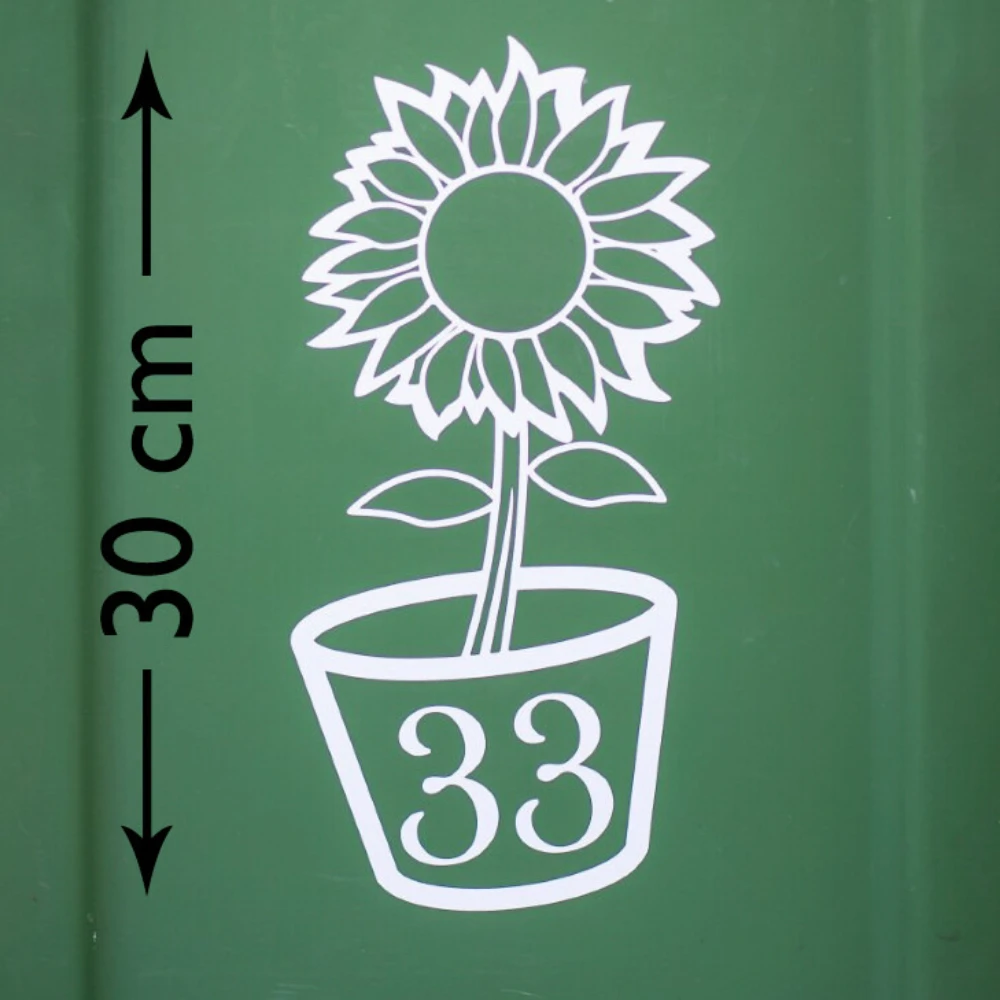 

3 больших наклейки с номерами для мусорных баков с дизайном подсолнуха и номером дома