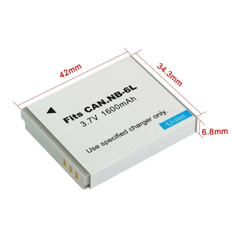 3.7V 1600mAh NB-6L for Canon PowerShot D10 D30 S95 SX280 SX510 HS IXUS 95IS 200 25IS SD770 IS Camera Battery