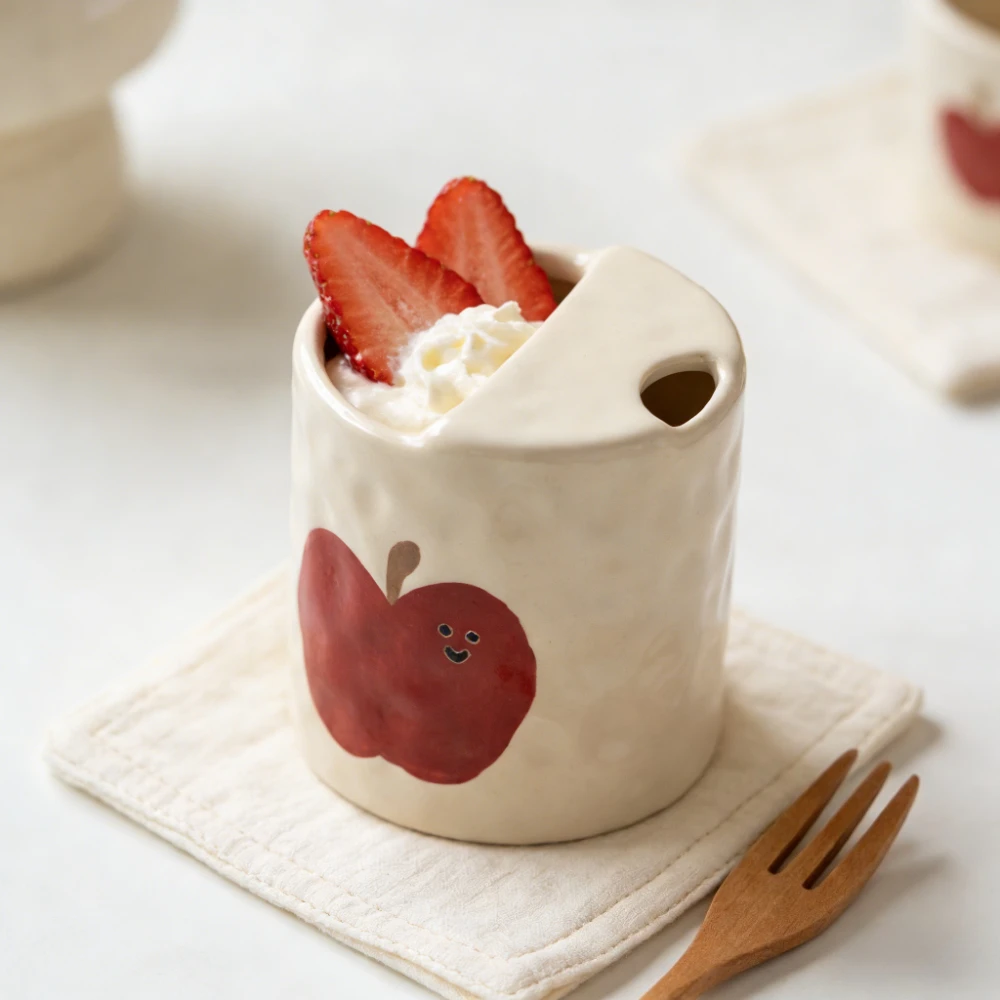 Hand-painted Red Apple Mug Home High-quality Appearance Level Ceramic Coffee Cup Creative High-end Design-oriented Milk Tea Cup