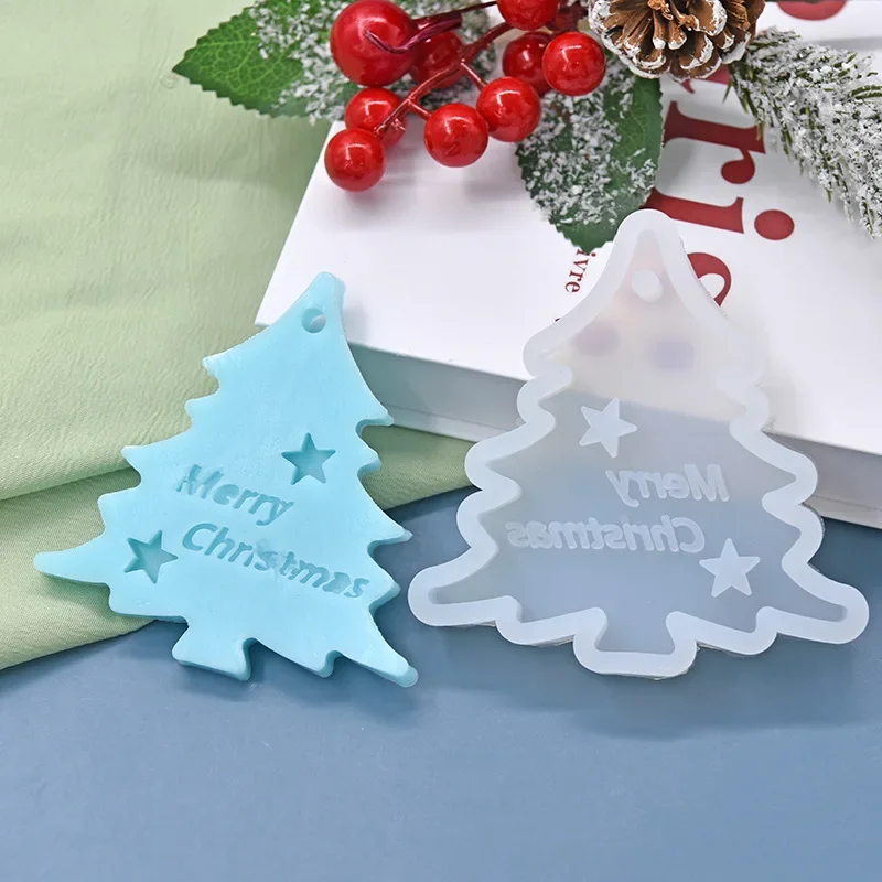 Kerstserie Lijst Siliconen Mal Kerstboom Sneeuwvlok Elanden Aromatherapie Hangers Sleutelhanger Feestcadeaus DIY Lijmvorm