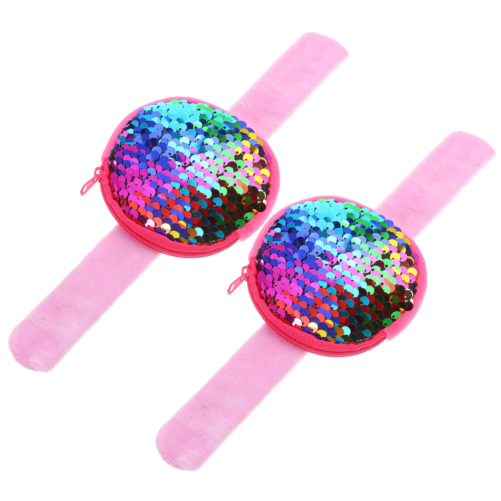 กระเป๋าใส่เหรียญแบบสายรัดข้อมือ 2 ชิ้น ประดับเลื่อม น่ารัก เป็นมิตรกับผิว พกพาสะดวก ของชำร่วยงานปาร์ตี้เด็ก ของรางวัลเกม ของขวัญแปลกใหม่