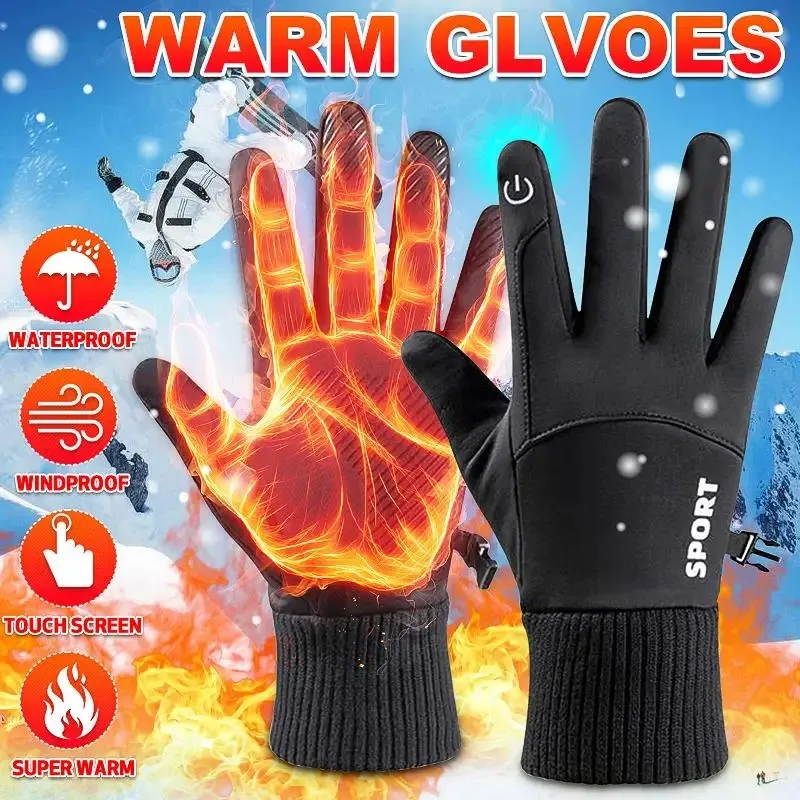Guanti da moto riscaldati Guanti invernali caldi con dita intere Guanti in pile touch screen per moto da sci con riscaldamento impermeabile