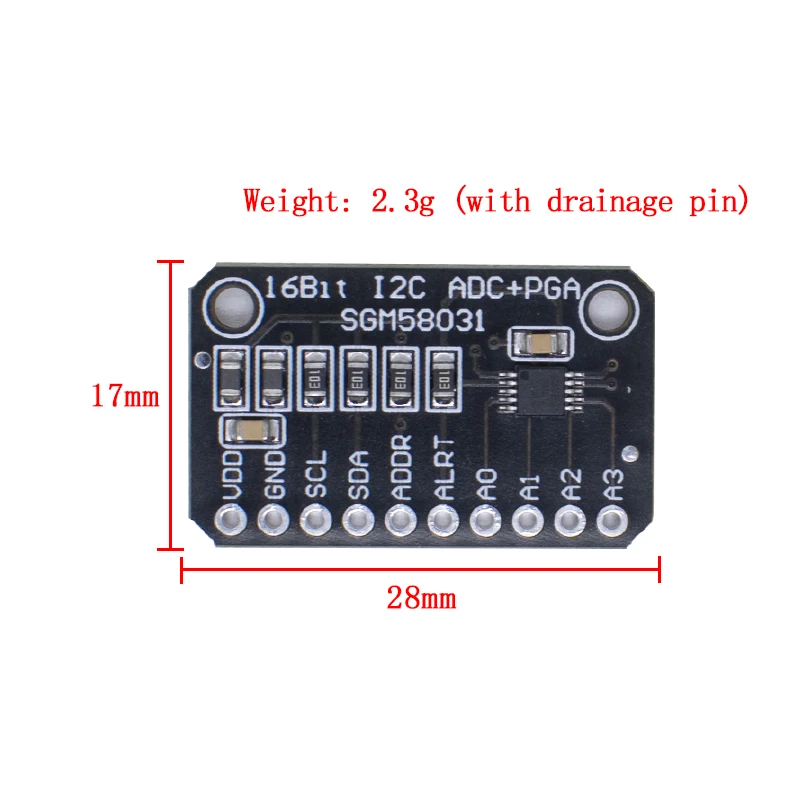 WAVGAT SGM58031 Development Board 16-bit High Precision I2C Module 4 Channel ADC Data Acquisition Converter For Arduino