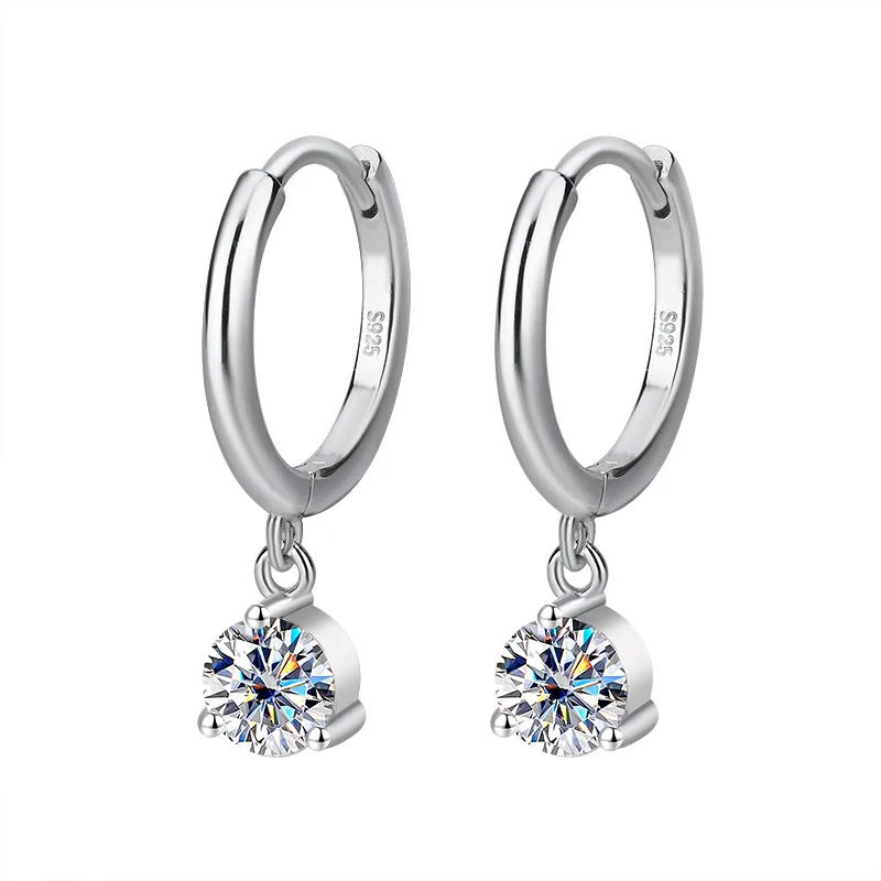 SONGYUN Luxury Jewelry 925 Sterling Silver Earrings Moissanite Diamond Ear Pin Daytime for Her Rhodium Plated MST Patent Earring