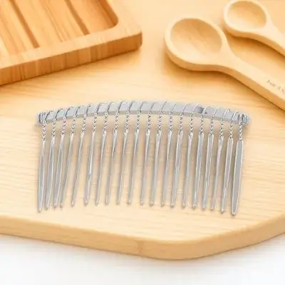 Fancy DIY Metal Hair Comb 7.8cm 20 Teeth Wire Clip Bridal Wedding Veil Attachment Metal Comb for Brides Hairpieces