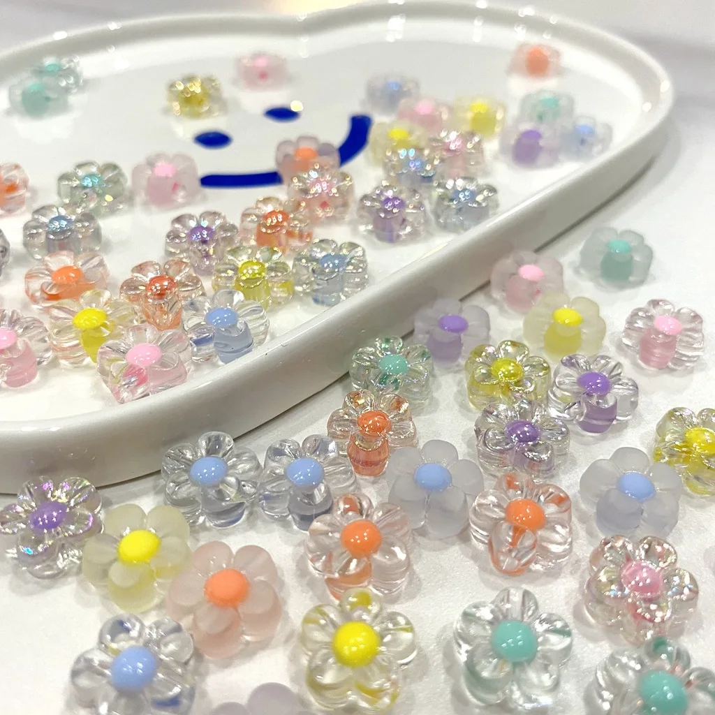 

Wholesale 12mm Transparent Frosted AB Color Flower Acrylic Bead In A Bead Jewellery Children Diy Necklace Bracelet Toys