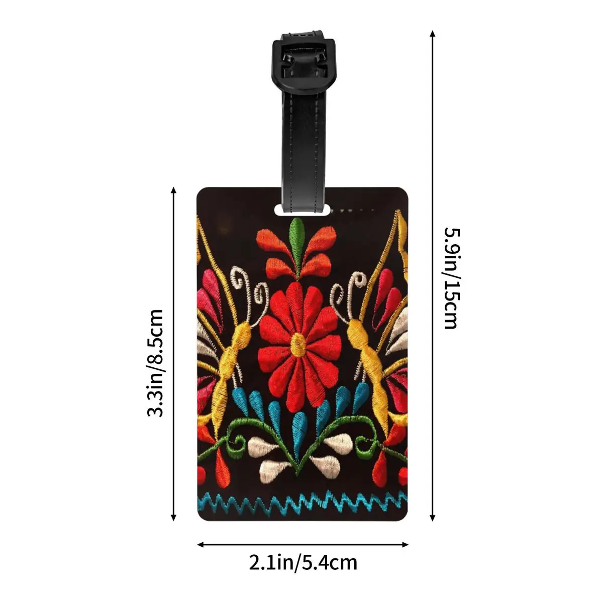 Mexican Butterflies And Flower Pattern Luggage Tag Custom Otomi Embroidery Art Baggage Tags Privacy Cover ID Label