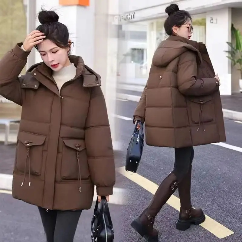 

Winter Hooded Parkas Women Cotton Padded Jacket New Korean Casual All-Match Fashion Thicke Warm Female Outwear Coats Overwear