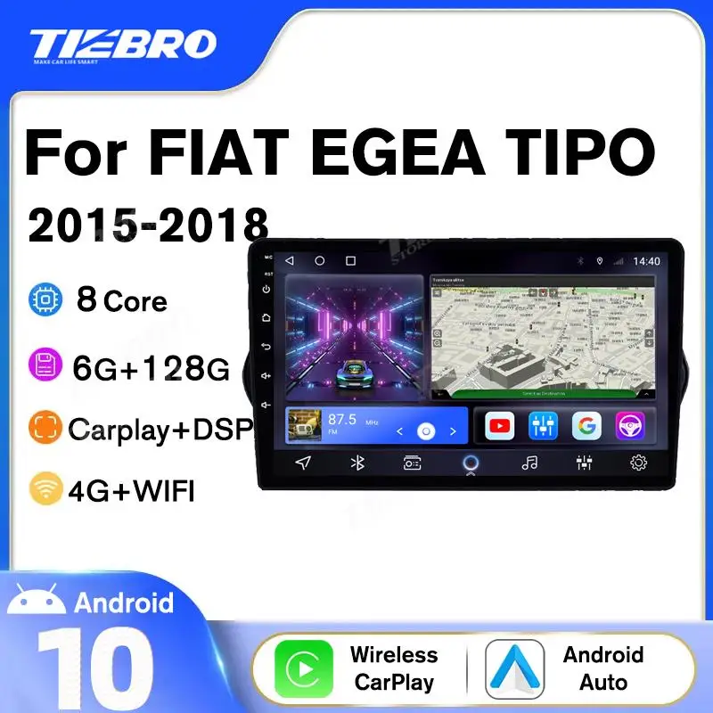 Tiebro 2 DIN Android10.0 Car Radio For FIAT EGEA TIPO 2015-2018 Car Stereo GPS Navigation Bluetooth Player Car Receiver Carplay