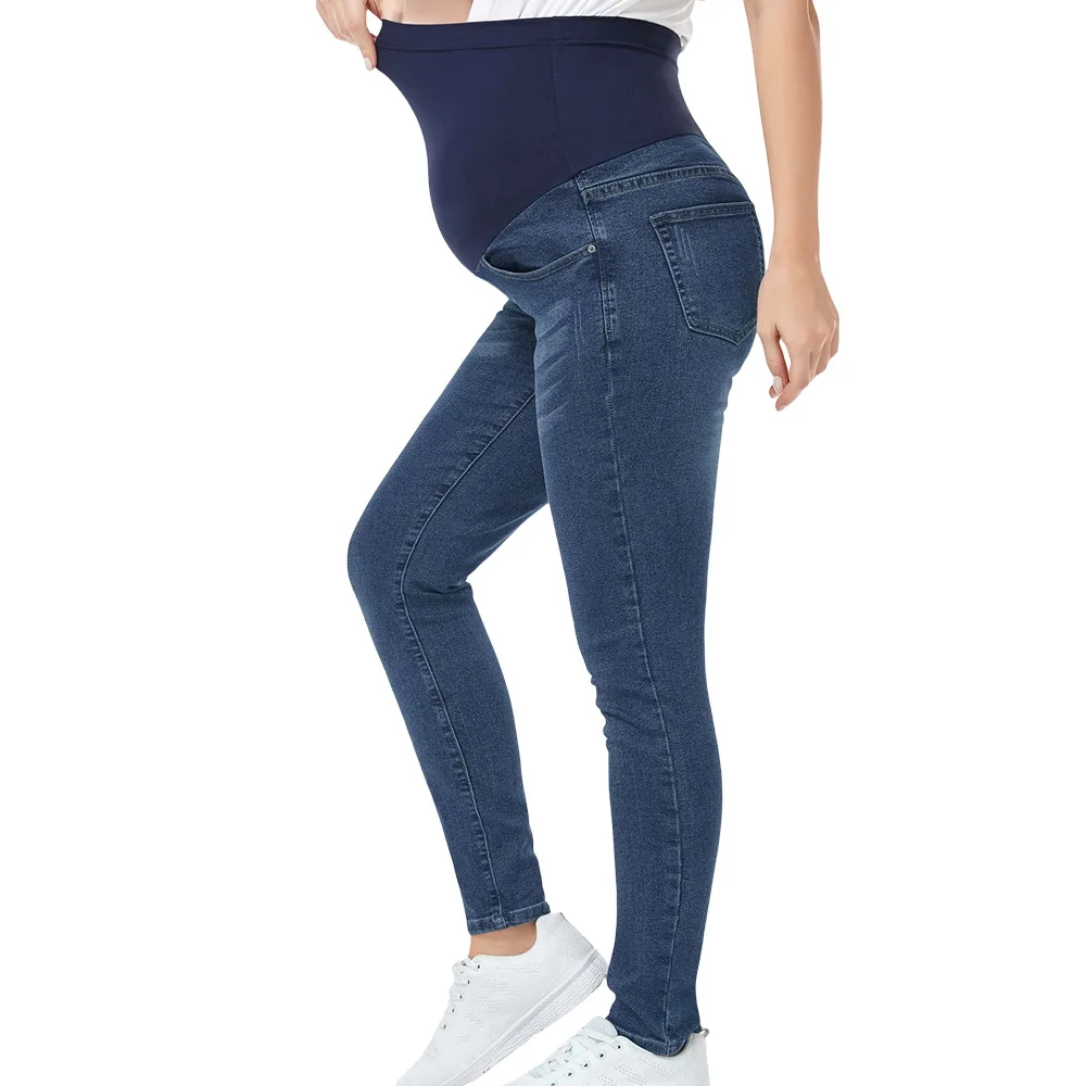 

Pregnant Women Casual Tight Denim Pants Maternity High Waist Elastic Slim Fit Jeans Skinny Trousers Spring Pregnancy Clothing