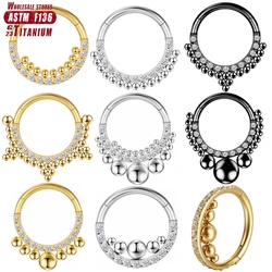 G23 Titanium Flower Nose Rings Hoop Zircon Piercing Diaphragm Tragus Cartilage Ear Perforated Clicker Ladies Lip Body Jewelry