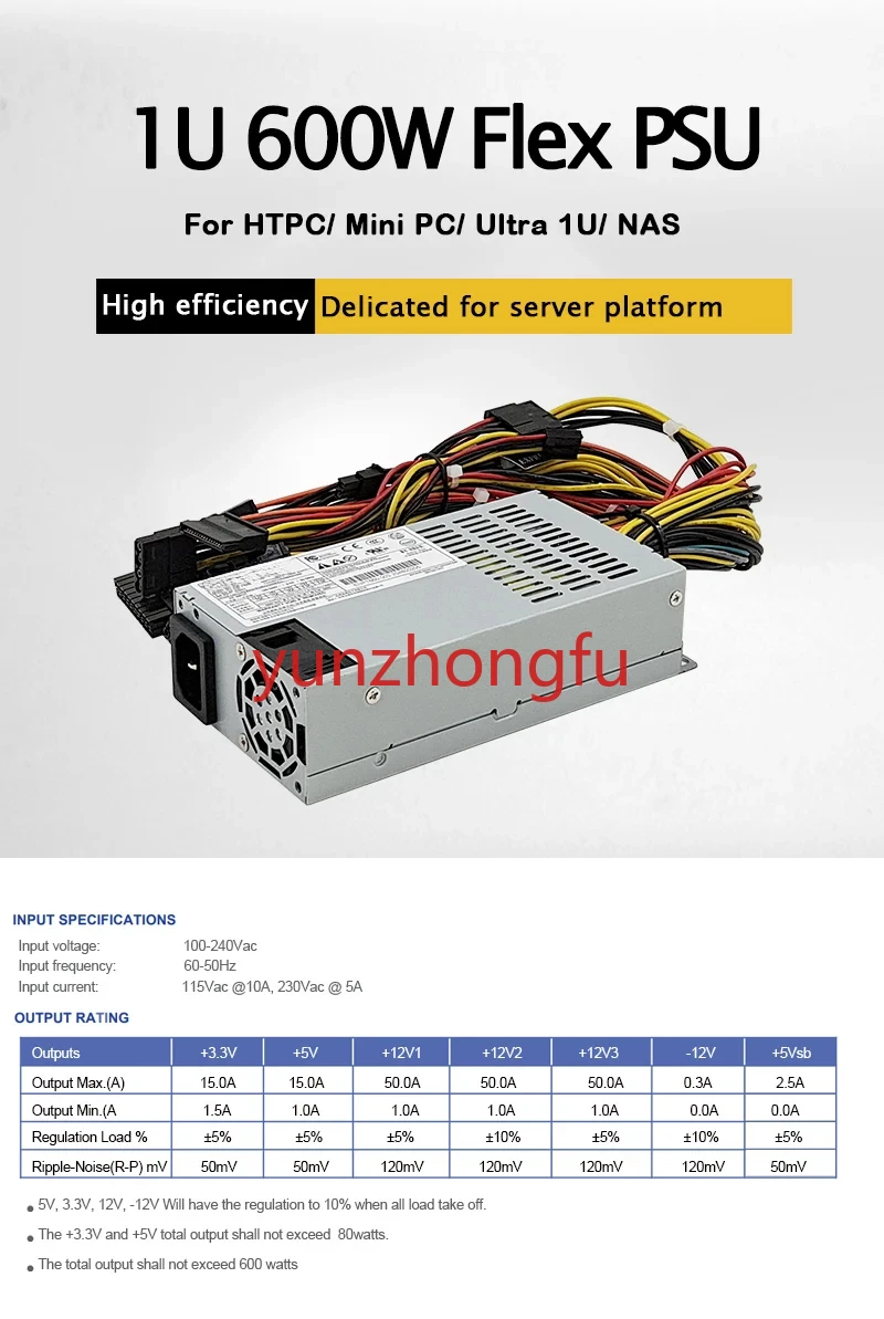 High Efficiency New Enhance ENP7660B 1U Mini Flex 600w PSU 80PLUS Platinum Power