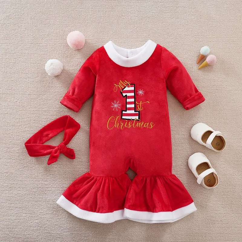 Prowow My First Christmas Baby Romper 2023 Santa Claus Cosplay Clothes Xmas Jumpsuit For Kids Happy New Year Costume Baby