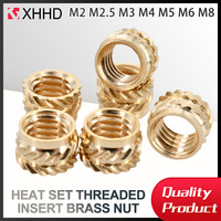 100-300Pcs M2 M2.5 M3 M4 M5 M6 M8 Heat Set Threaded Insert Brass Nut Hot Melt Knurled Inserts Double Twill Embedment Copper Nuts