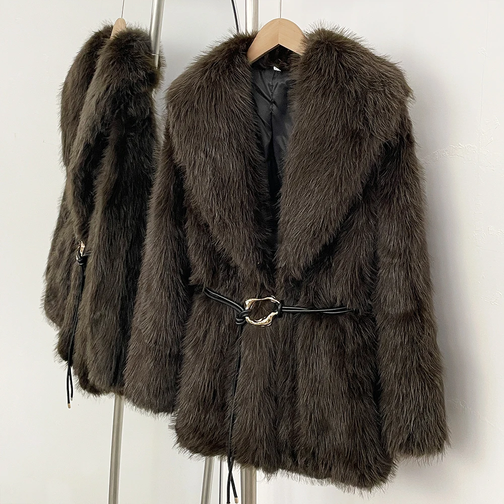 

Faux Fur Coat Female New Autumn Winter Warm Eco-friendly Fur Women Fashion Belt Black Fluffy Jacket Fake Fur Outerwear Spring