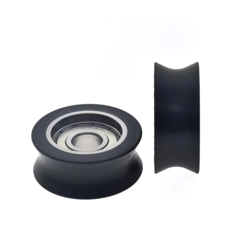 1Pc 12x45x18mm cuscinetto ruota in nylon ruota con scanalatura a U con anello in acciaio incorporato, ruota guida per fune metallica in acciaio ad alto carico