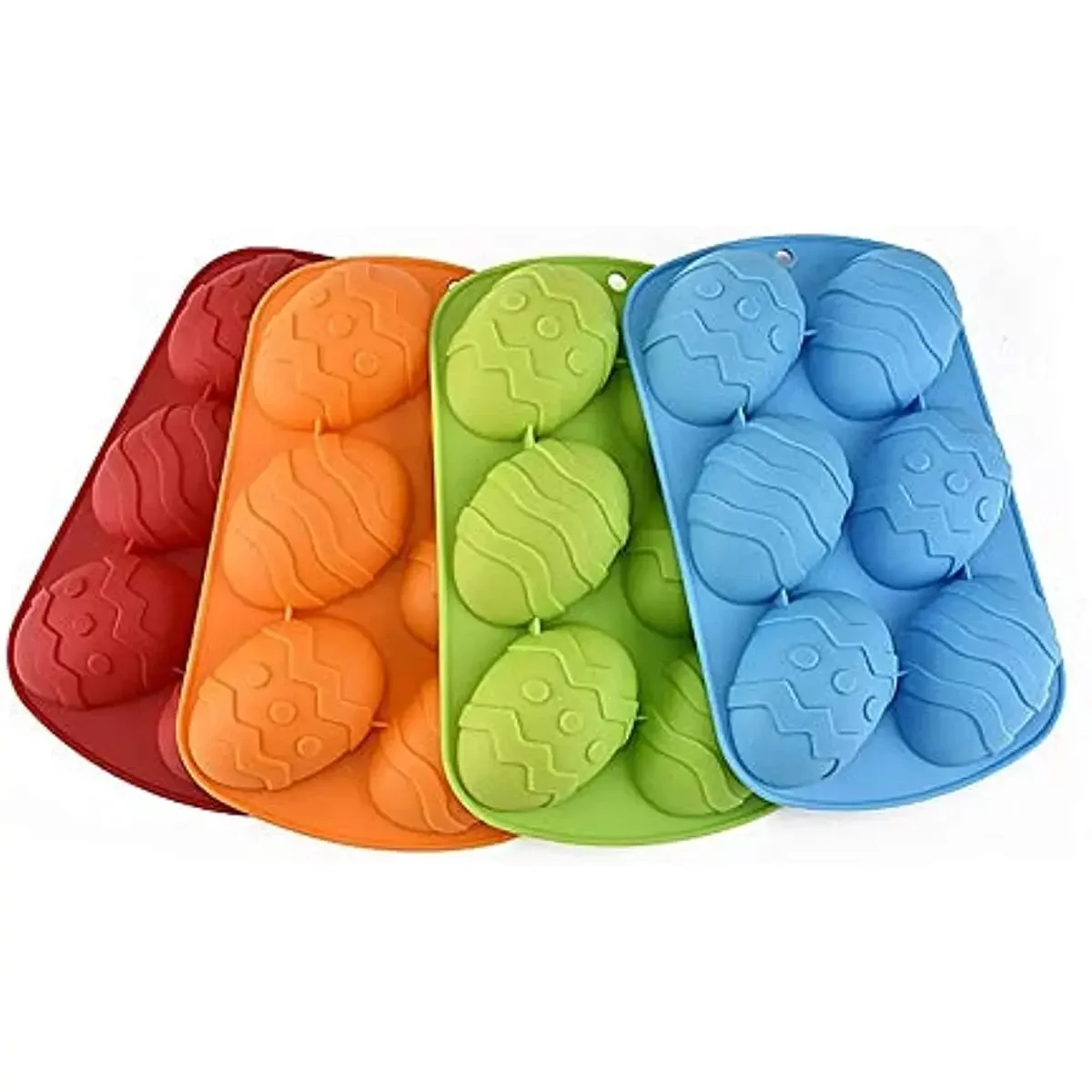 Bake Silicone Easter Egg Chocolate Mould Large 6-Cavity Egg Shaped Silicone Mold Making Hot Chocolate Bomb, Cake, Jelly, Mousse