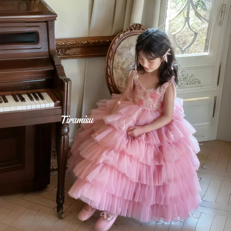 Girls Summer 2025 Beautiful Dress Birthday Party Princess Host Childrens High End Dress