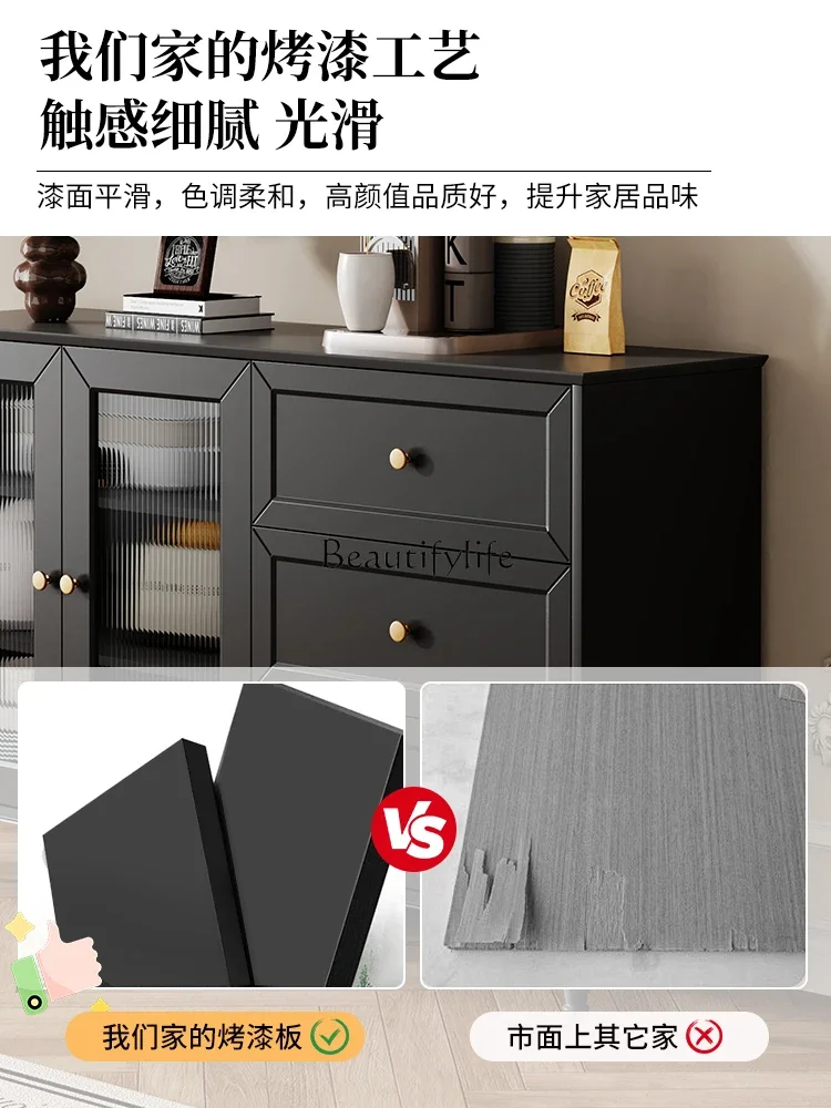 yj7 خزانة جانبية فرنسية قديمة سوداء للتخزين مثبتة على الحائط وخزانة شاي المطبخ المتكاملة #4