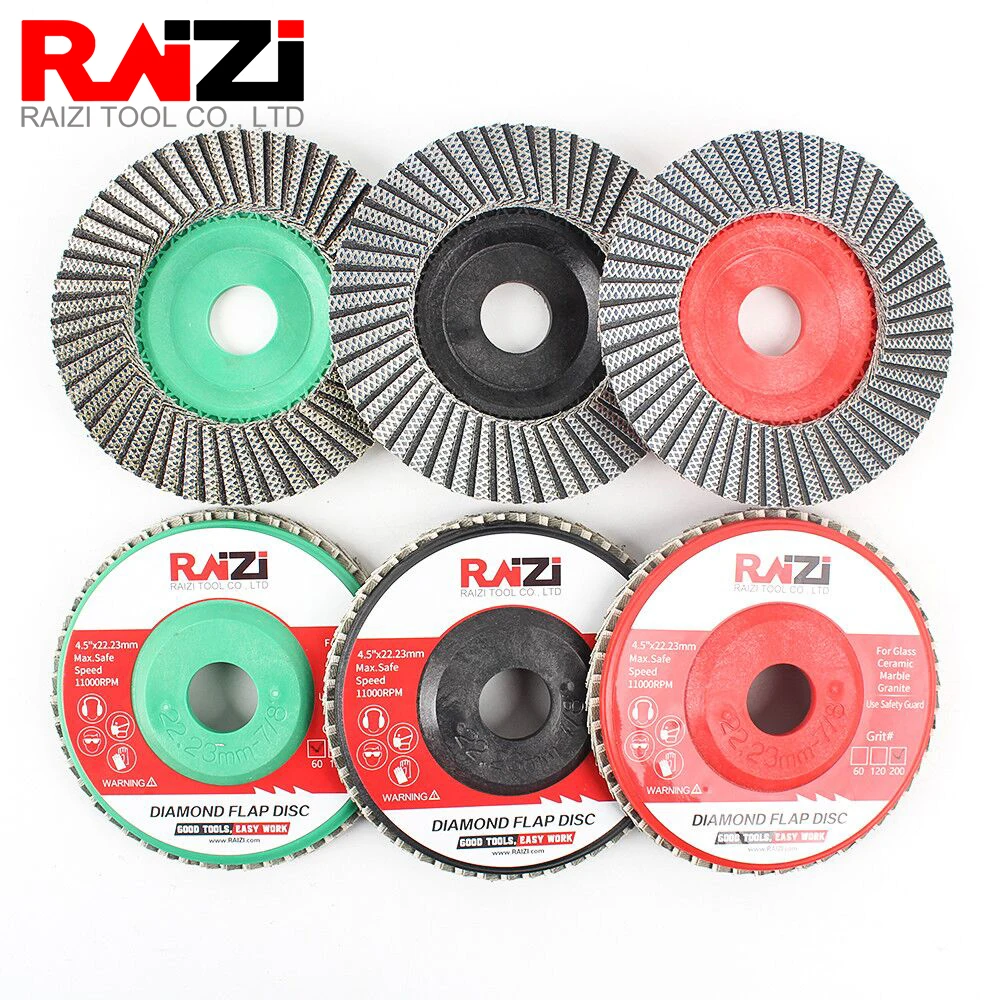 Raizi 115mm/4.5'' Diamond Flap Disc Wheel Apply Angle Grinder for Glass Metal Tile Marble and Granite Polishing Grinding Wheel