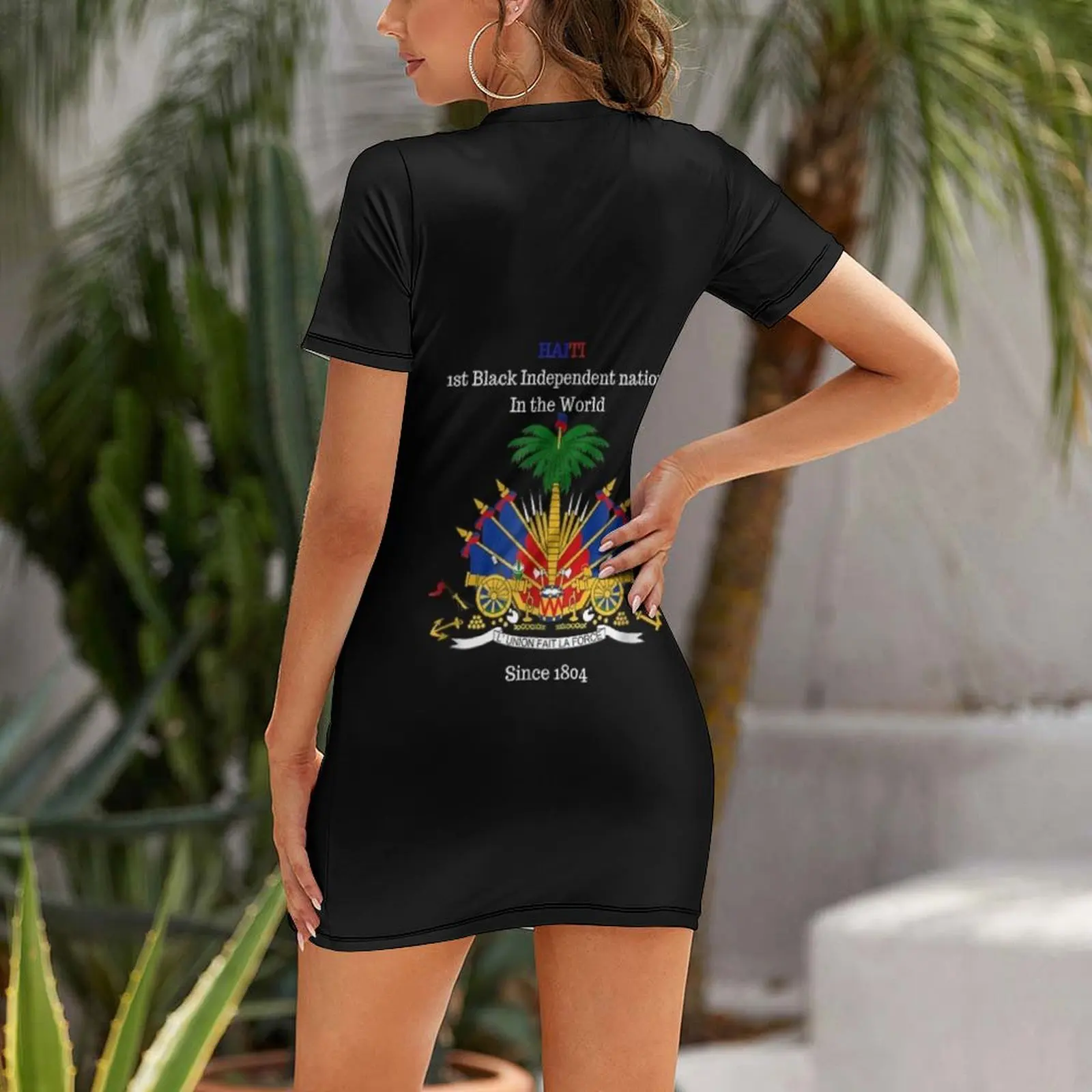 T-Shirt mit haitianischer Flagge, ideal für die Unabhängigkeitstag, kurzärmeliges Kleid, Damenkleid, Sommerkleid für Damen 2025,